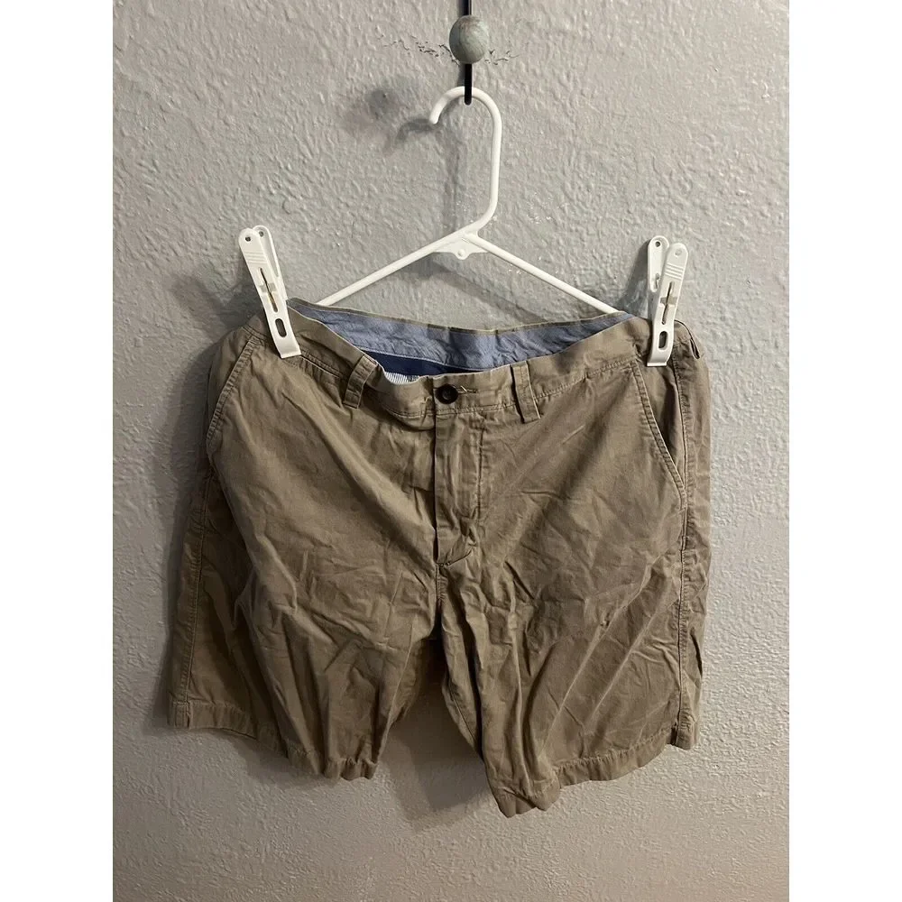 J Crew Club Shorts Men's 34W‎ FlatFront Brown Chino Shorts Inseam 10 Inch…